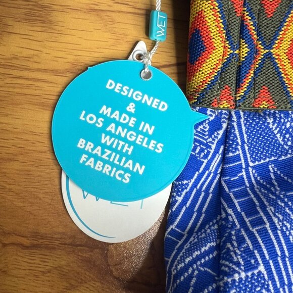 WET Swimwear Halter One Piece Swimsuit Size S Cobalt Aztec Plunging Neckline NWT - Picture 7 of 10